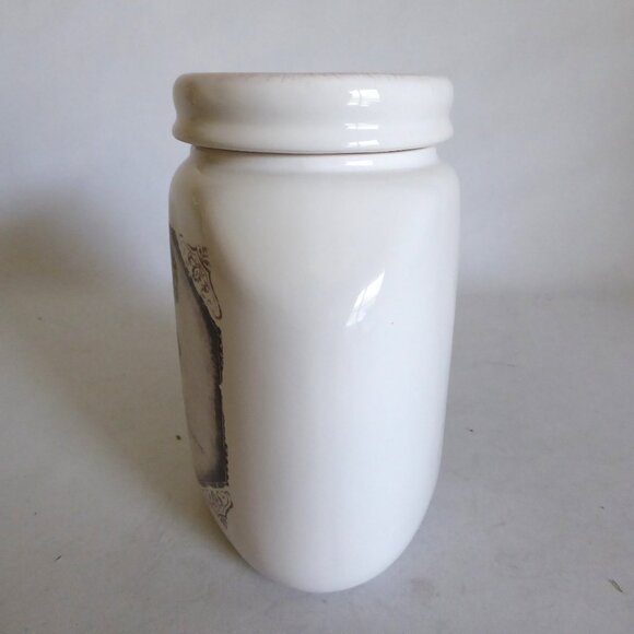 NEW 6” HALLOWEEN WHITE CERAMIC LIDDED APOTHECARY JAR PICKLED TOADS SNAKES - Picture 7 of 12
